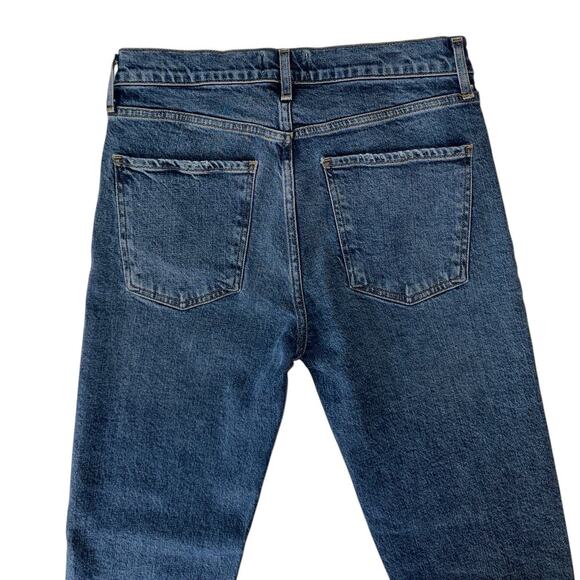Agolde Dark Blue Denim Toni Mid Rise Straight Ankle Distressed Jeans Size 27 - Picture 4 of 10